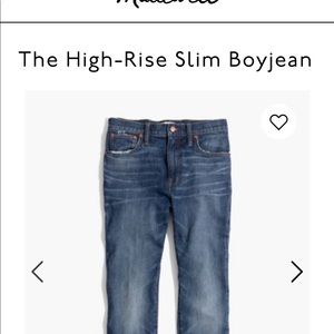 Madewell high-rise slim boyjeans. Like new.